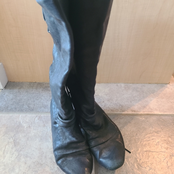 Aldo black leather pirate boots with back laces size 37 - Picture 8 of 8